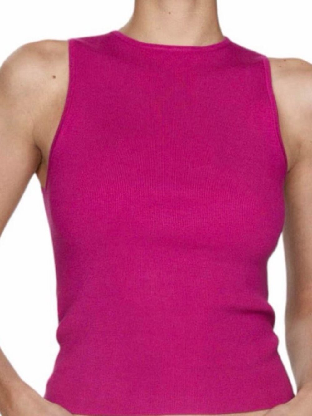 MANGO fuchsia knit sleeveless top
